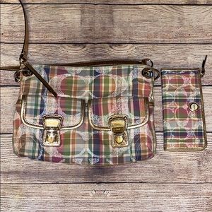 Coach Poppy Madras Sequin Crossbody Bag and Wallet